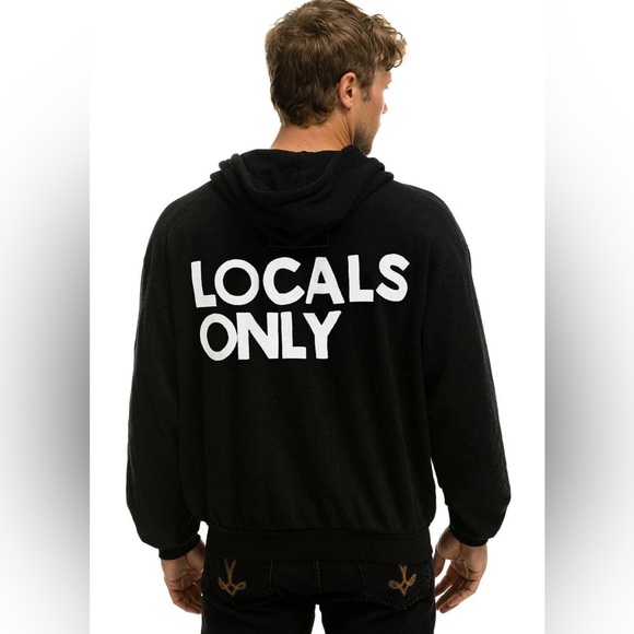 Aviator Nation Other - AVIATOR NATION LOCALS ONLY RELAXED ZIP HOODIE - BLACK